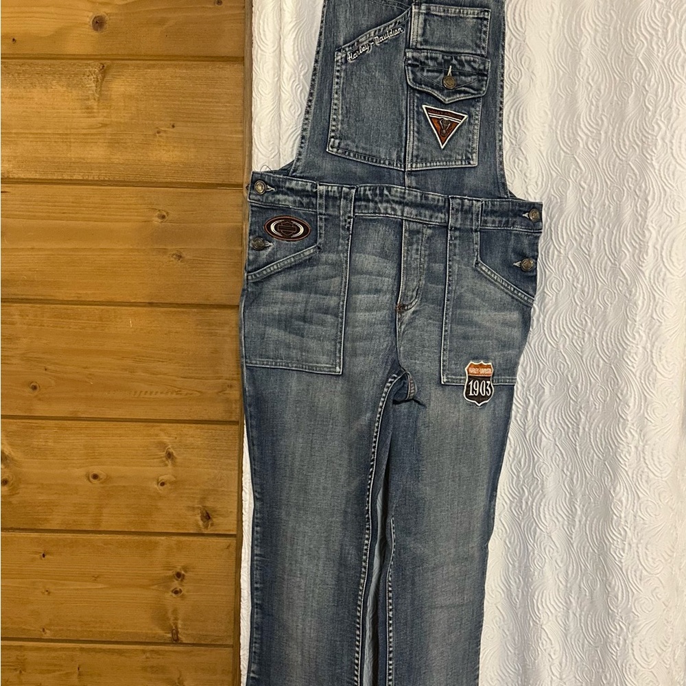 Vintage Harley-Davidson flare Blue Denim overalls